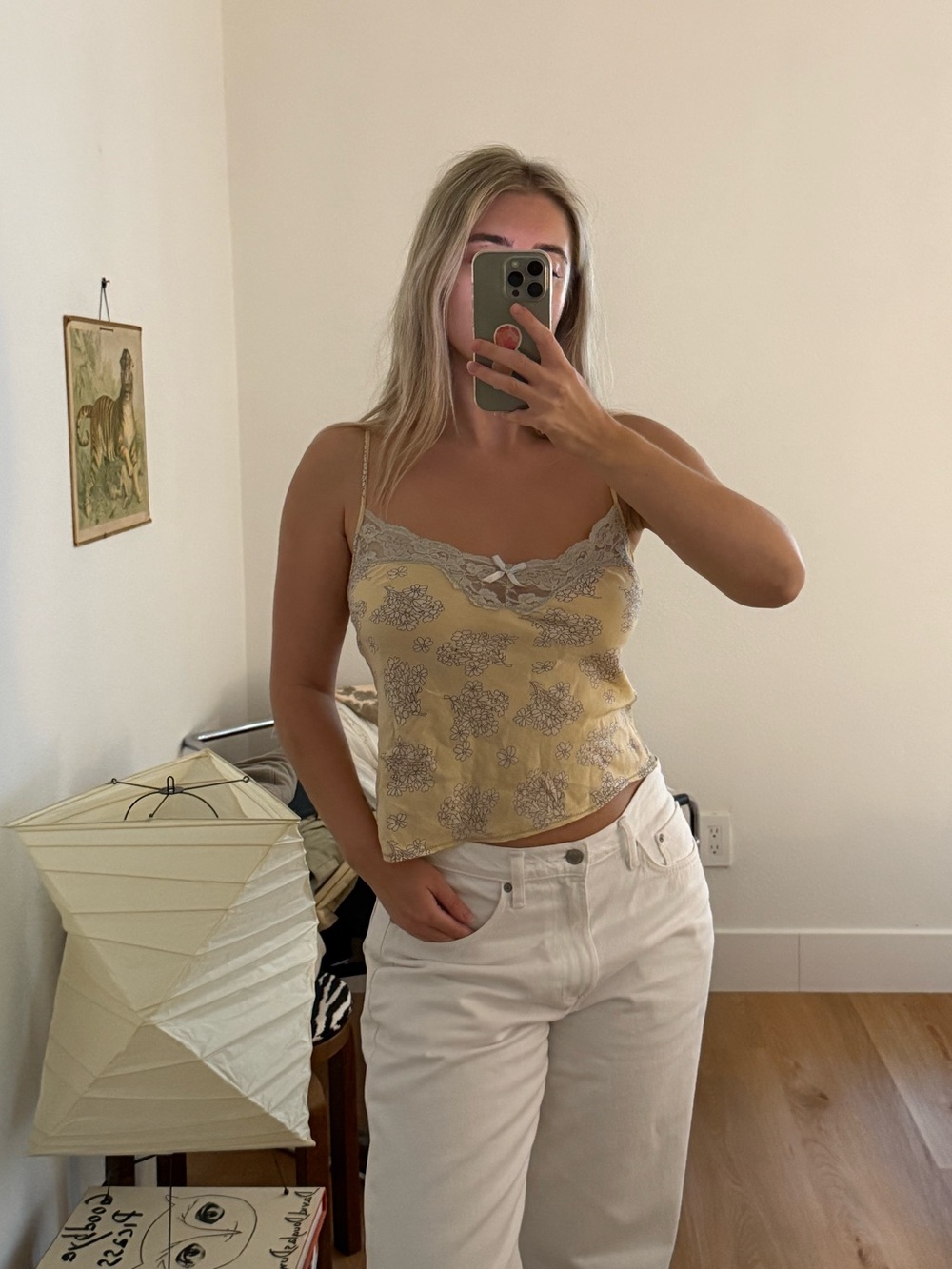 CUTEST Vintage Yellow Floral Silk Cami - Picture 2 of 6